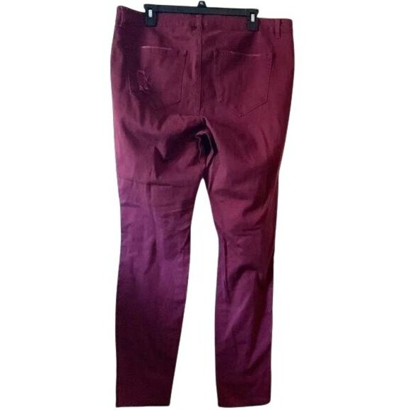 Refuge+ Womens Distressed Burgundy Skinny Leggings Size 16 - Picture 8 of 11